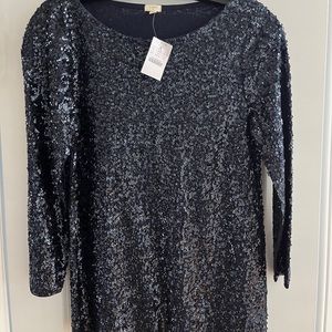 J. Crew Factory navy sequined long sleeve top NWT